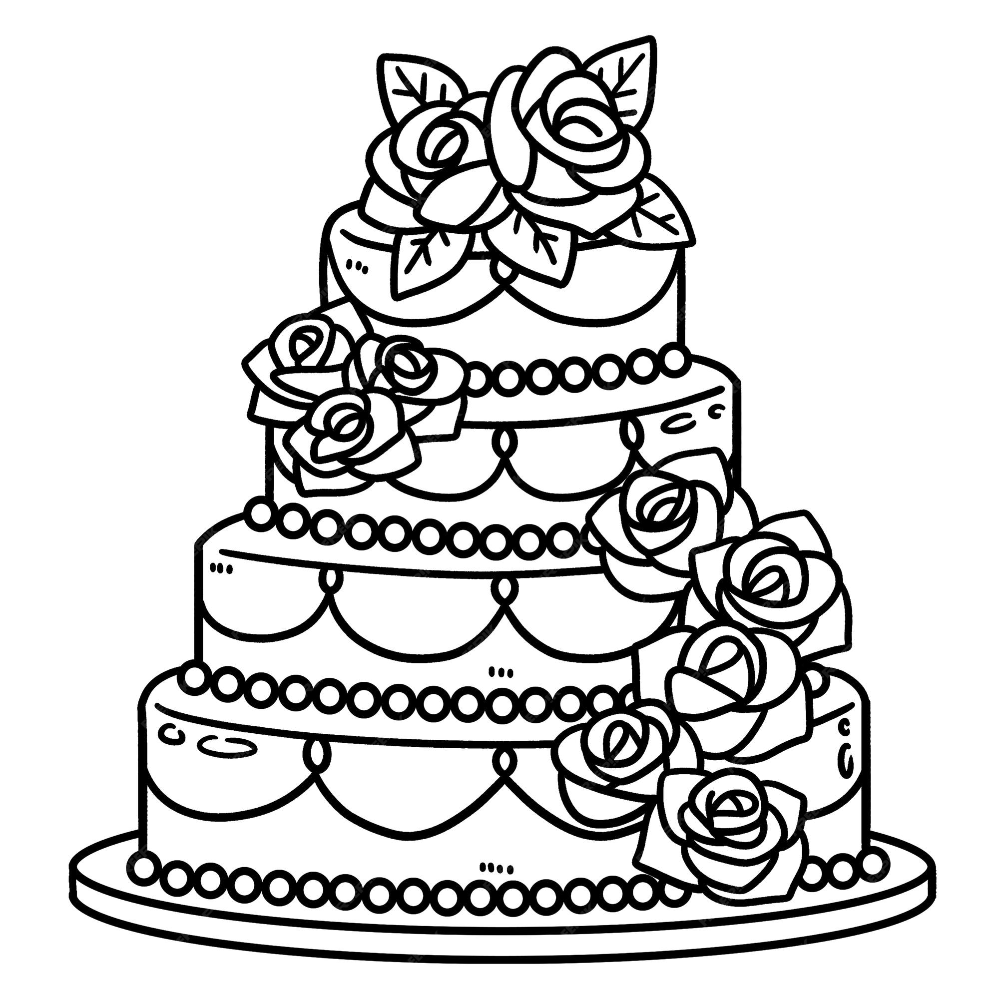 Premium vector wedding cake isolated coloring page for kids