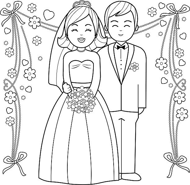 Wedding coloring pages stock illustrations royalty