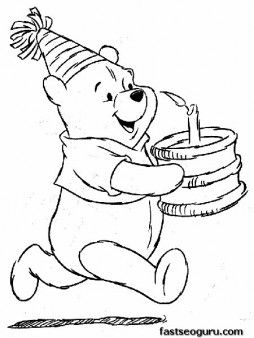 Celebrate with winnie the pooh and a birthday cake in these delightful coloring pages