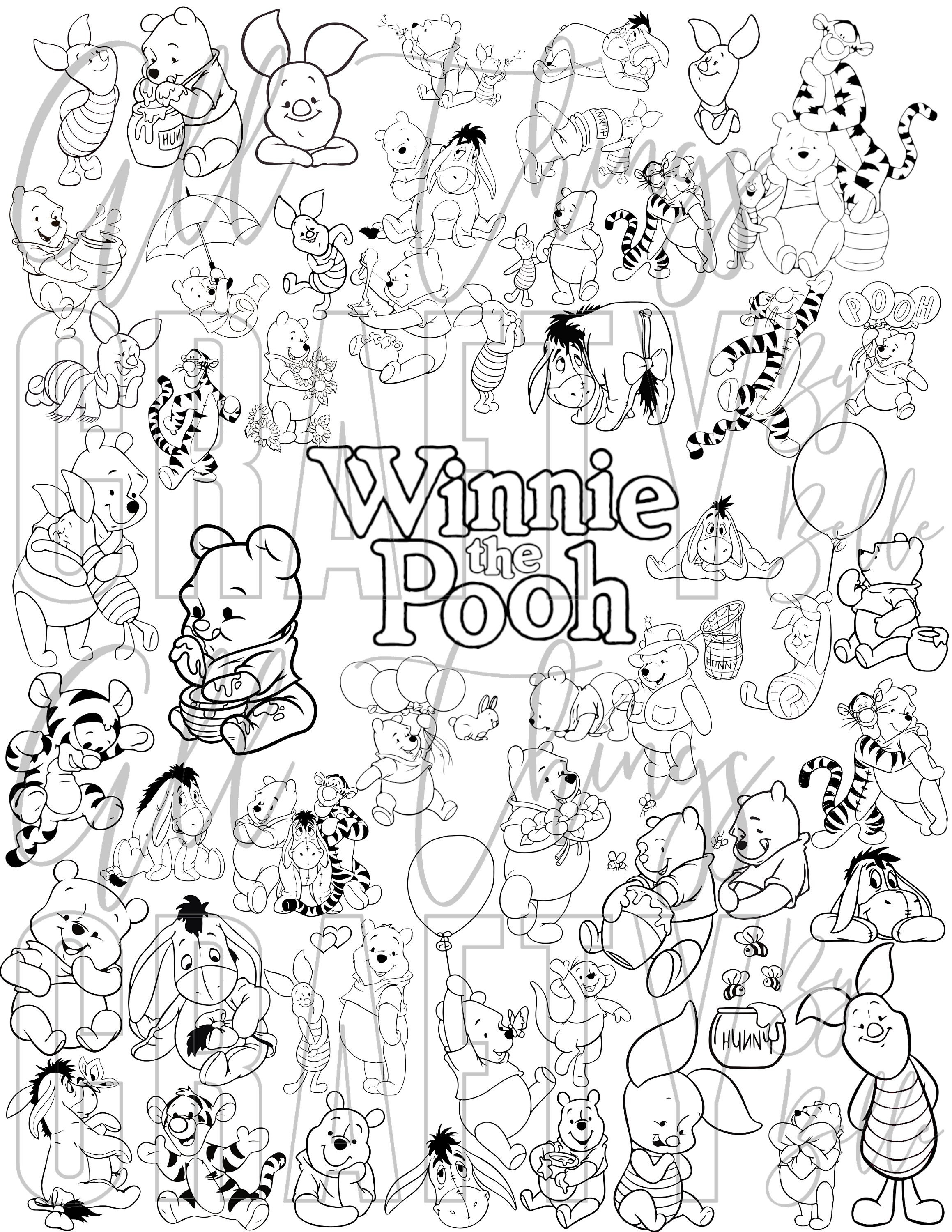 Winnie the pooh coloring sheets digital pdf coloring pages