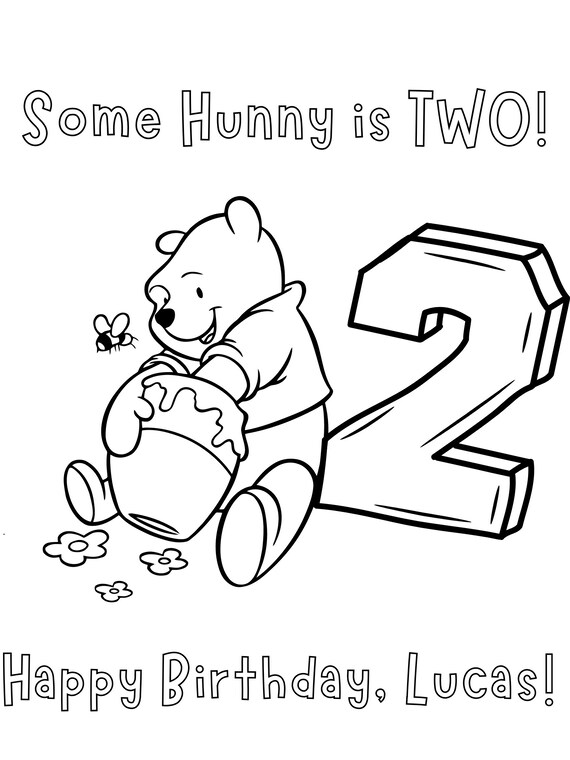 Winnie the pooh second birthday coloring and activity sheet