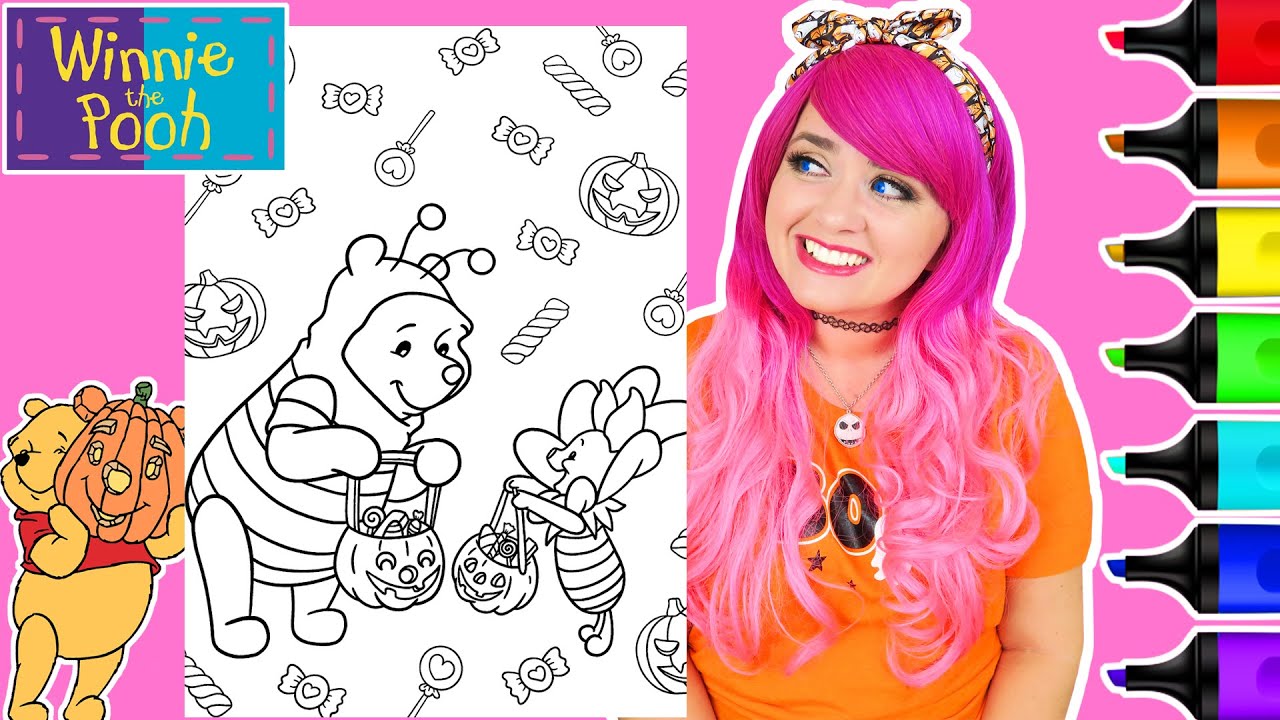 Coloring winnie the pooh piglet halloween disney coloring page ohuhu art markers