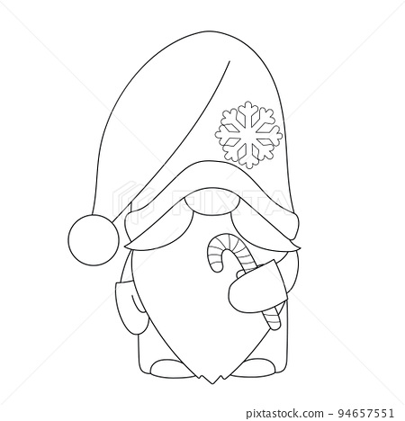 Cute coloring book with winter gnome for kids