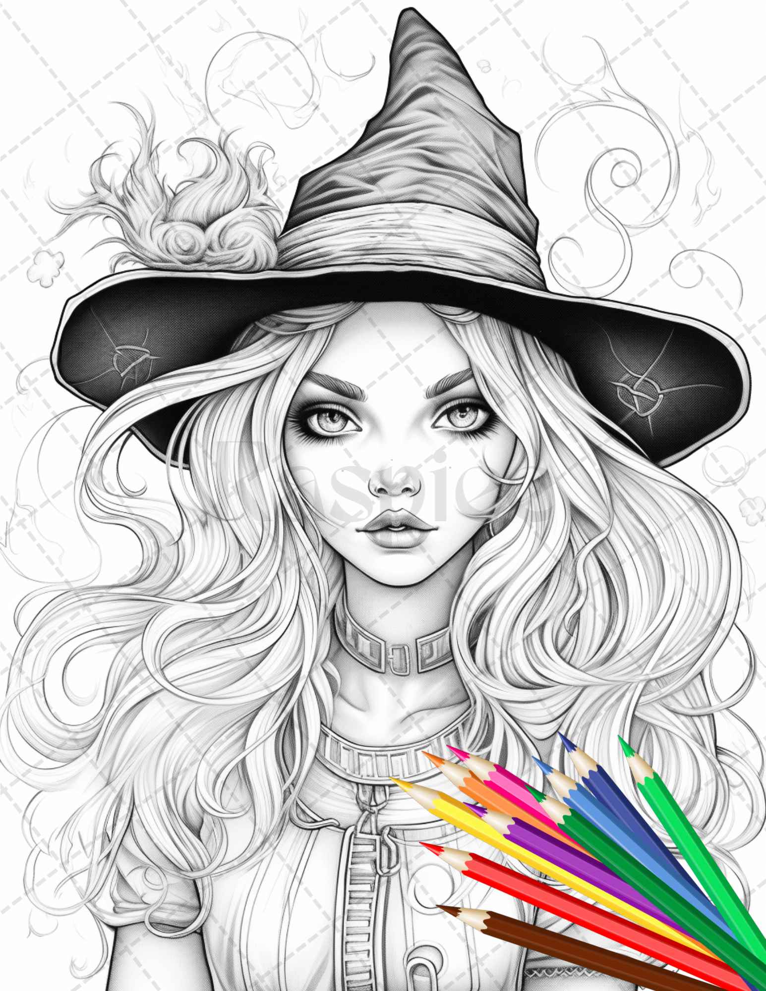 Cute witches coloring pages printable for adults grayscale colorin â coloring