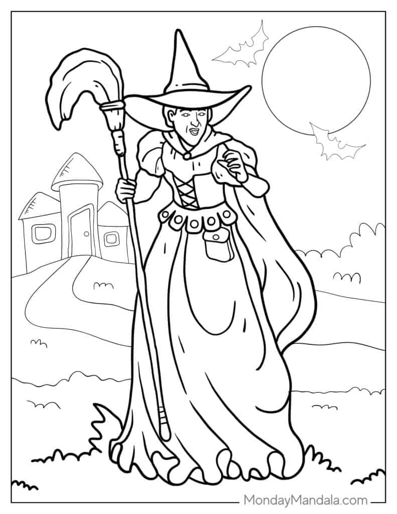 Witch coloring pages free pdf printables