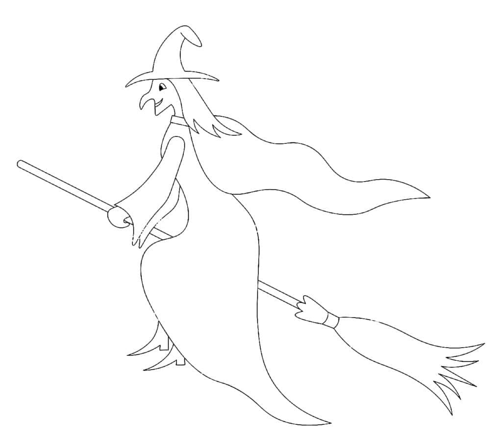 Easy witch coloring page