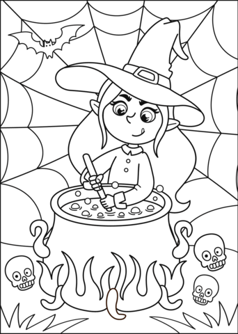 Witch coloring page free printable coloring pages