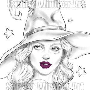 Witch printable digital coloring page download now