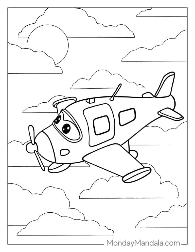 Airplane coloring pages free pdf printables