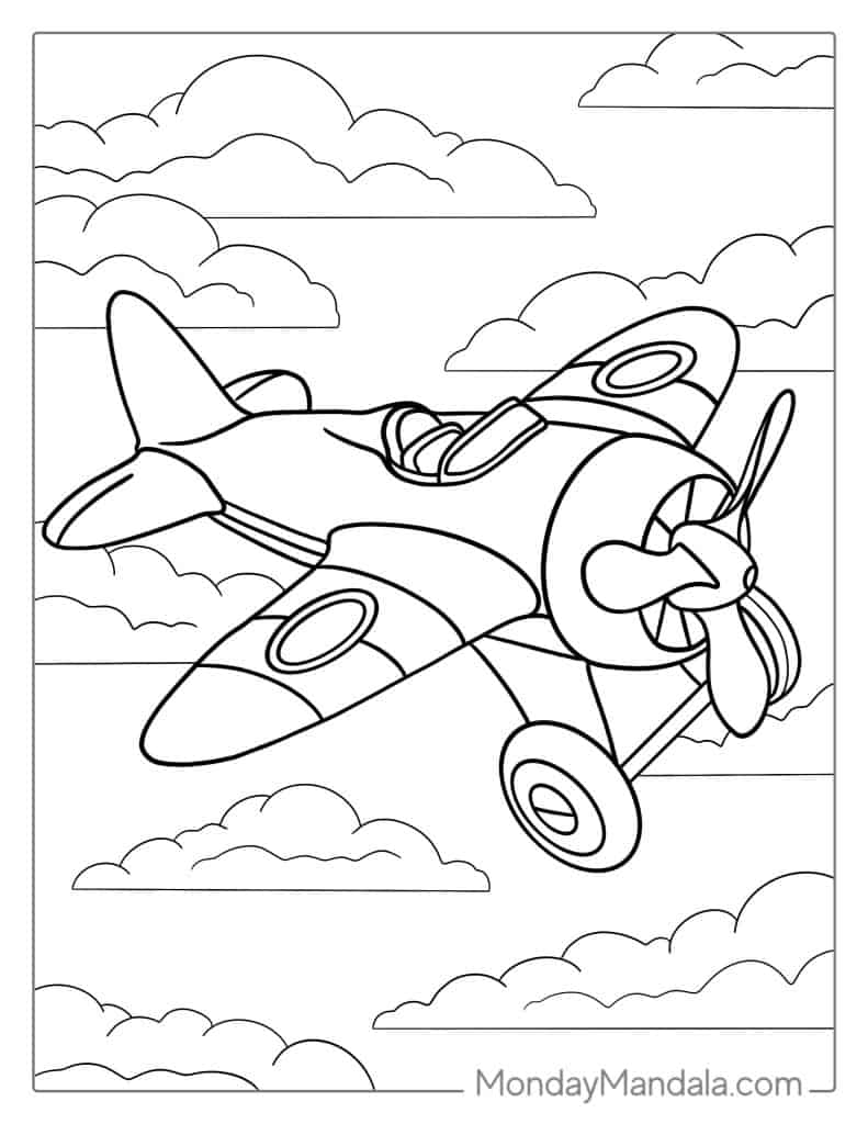 Airplane coloring pages free pdf printables