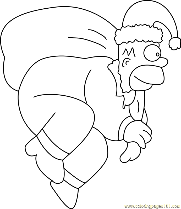 Simpsons santa claus coloring page for kids