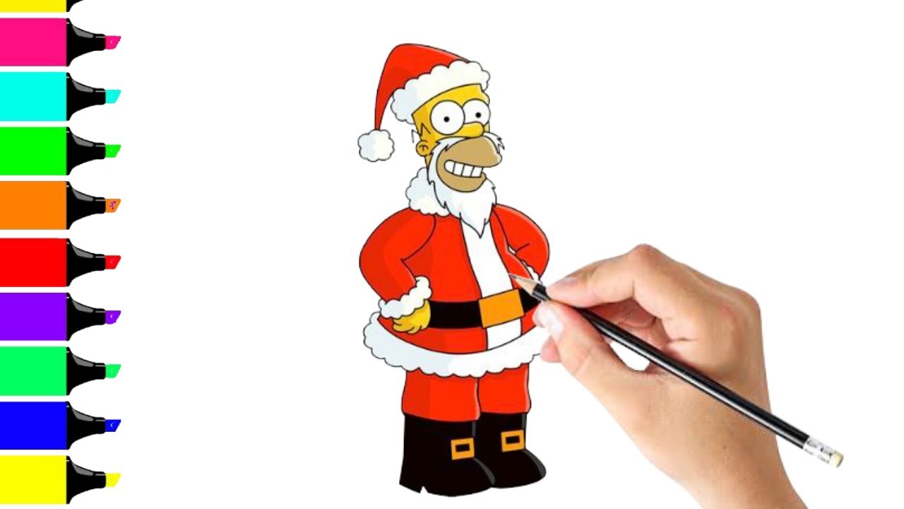 Homer simpson christmas drawing santa simpson drawing simpson