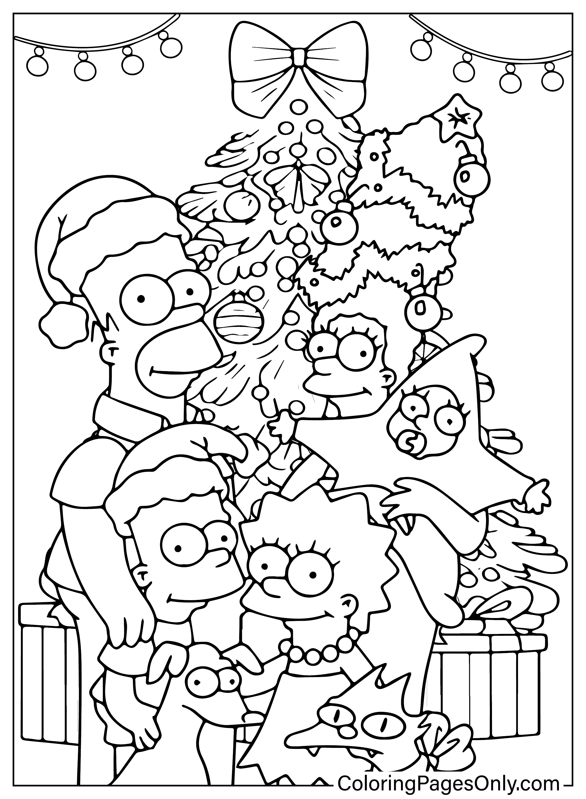 Christmas simpson family coloring page