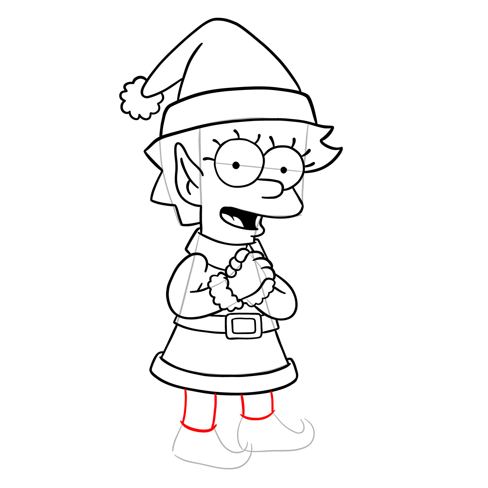 How to draw christmas elf lisa simpson