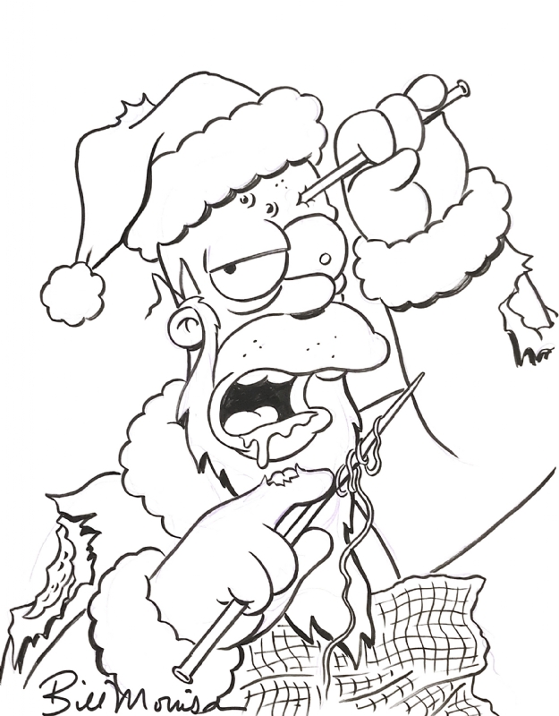 Zombie homer santa by bill morrison in edward gulanes sketches and missions