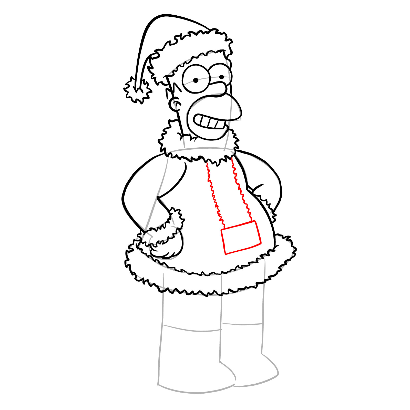 How to draw santa homer simpson