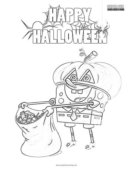 Spongebob halloween coloring page