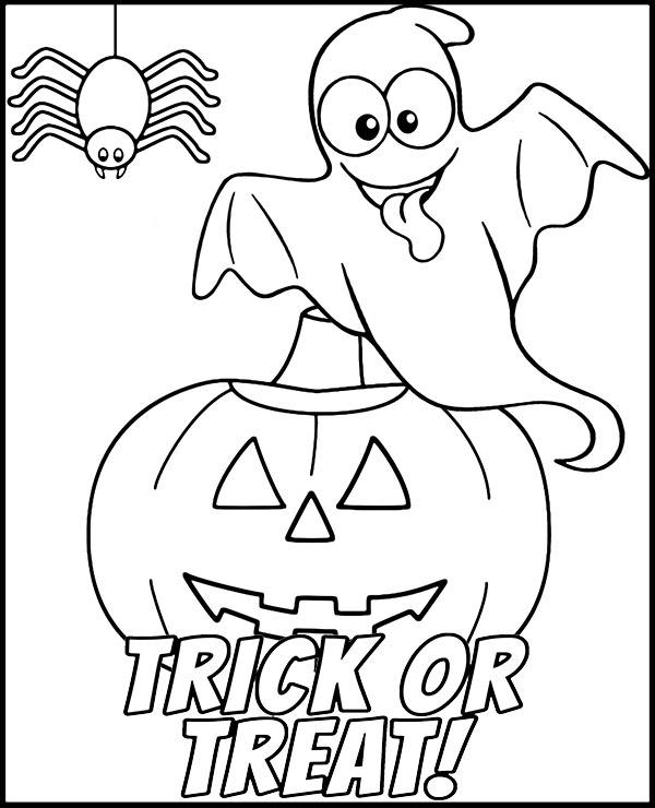 Ghost jack olantern coloring page