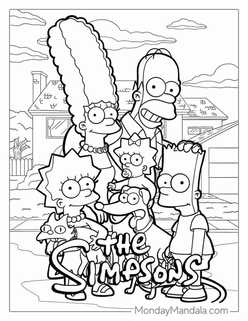 Simpsons coloring pages free pdf printables