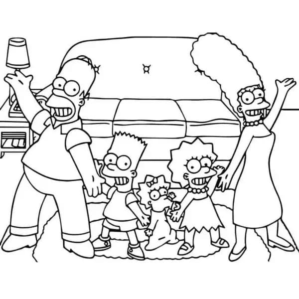 The simpsons on halloween coloring page