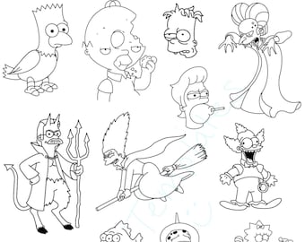 The simpsons treehouse of horror tattoo flash sheet