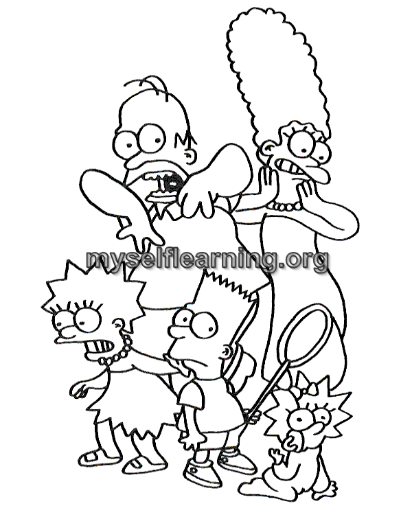 Simpsons cartoons coloring sheet instant download