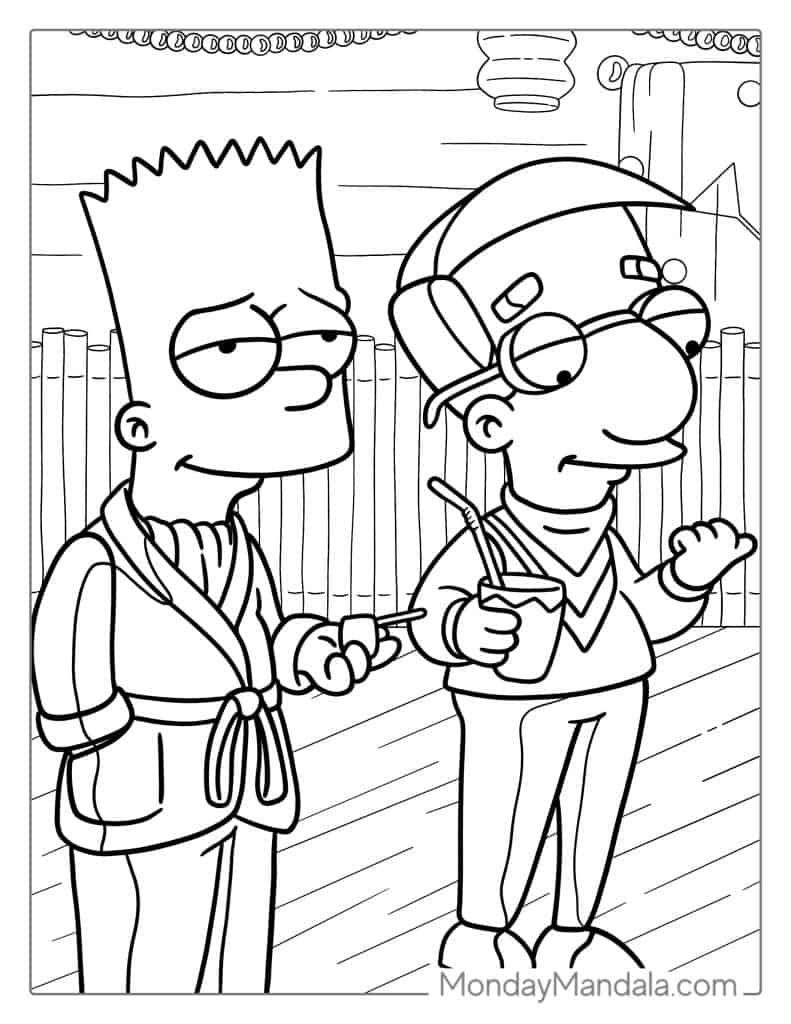 Simpsons coloring pages free pdf printables