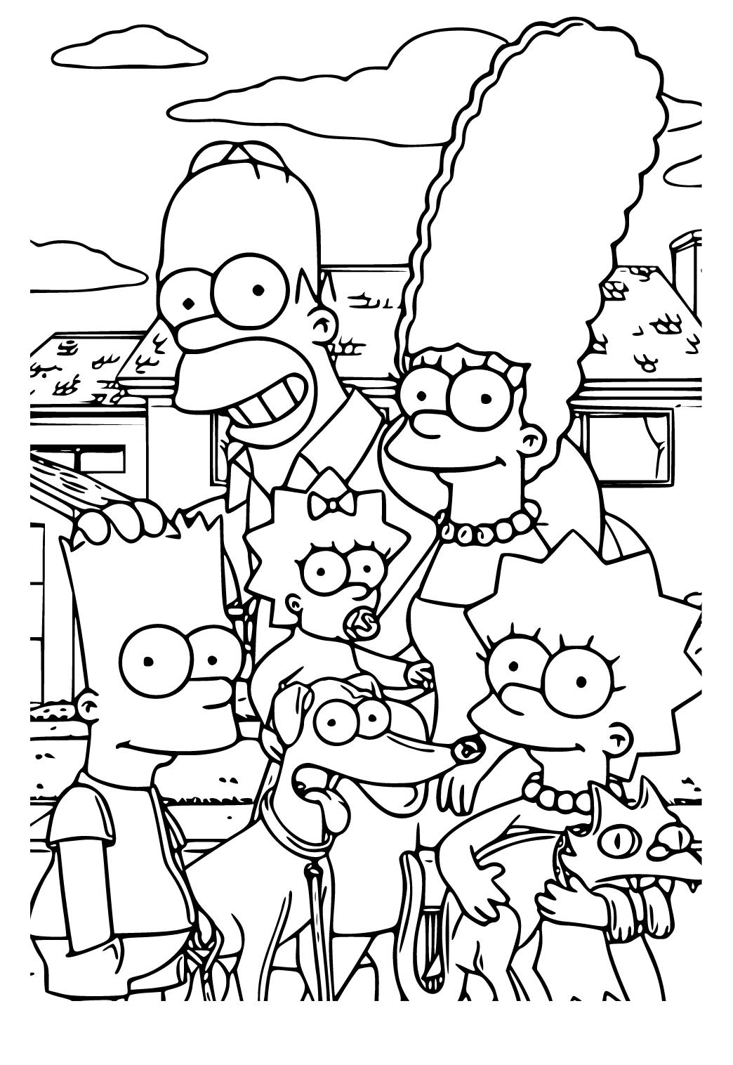 Free printable simpsons family coloring page for adults and kids