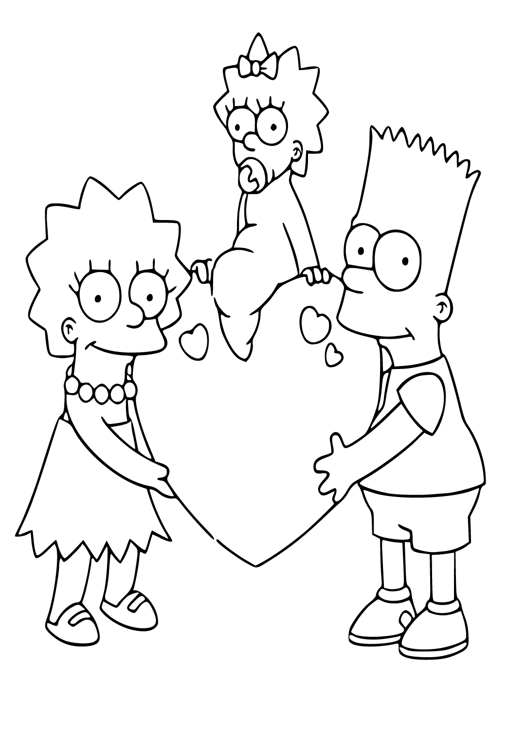 Free printable simpsons heart coloring page for adults and kids