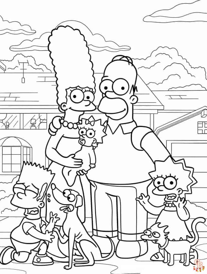 Printable the simpsons coloring pages free for kids and adults