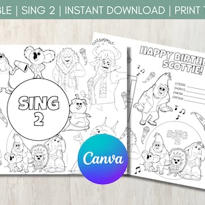 Editable sing activity sheet sing coloring sheet sing birthday party games sing party favors digital file