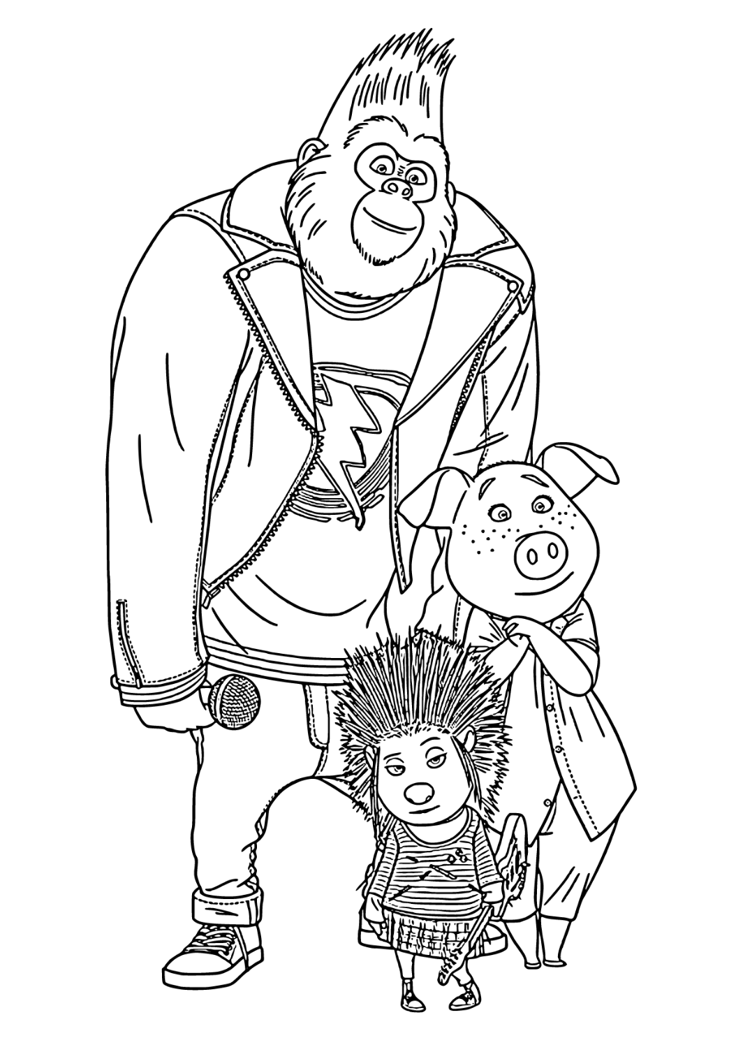 Free printable sing characters coloring page for adults and kids