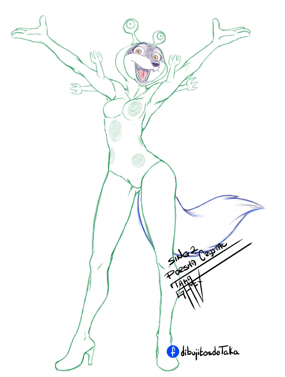 Sketch porsha crystal aliensuit sing by takag