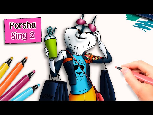 Porsha crystal in sing drawing step by step coloring