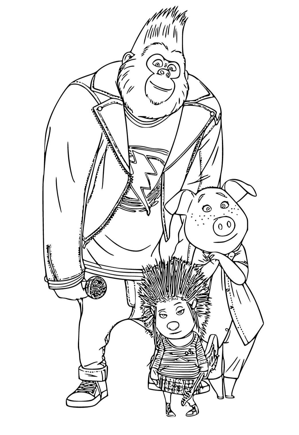 Free printable sing characters coloring page for adults and kids