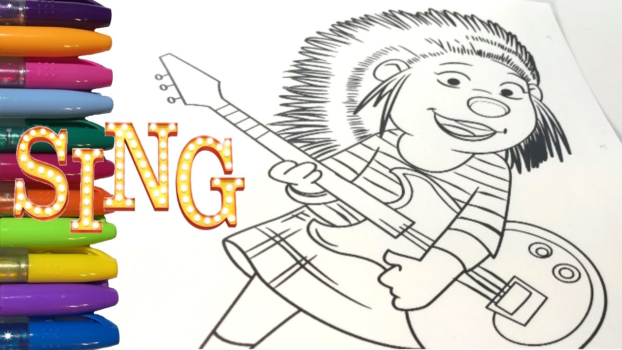 Sing ovie ash rocking it out coloring book pages