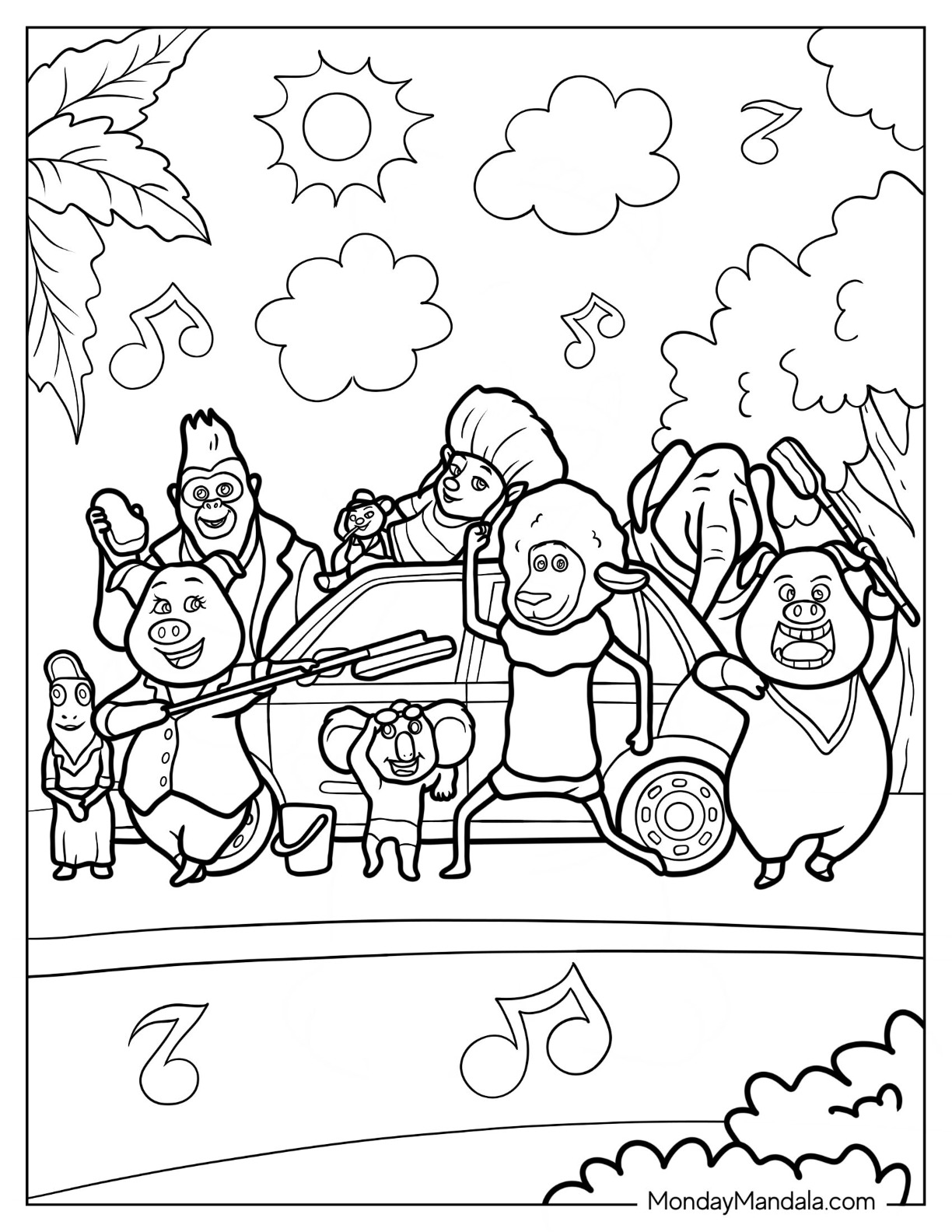 Sing coloring pages free pdf printables