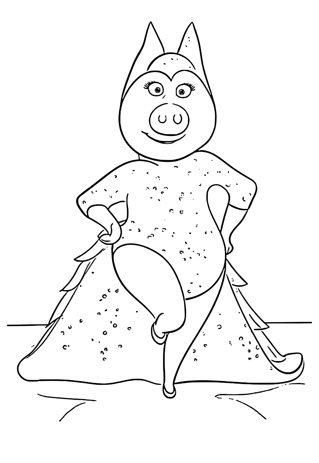 Free printable sing pig coloring page for adults and kids