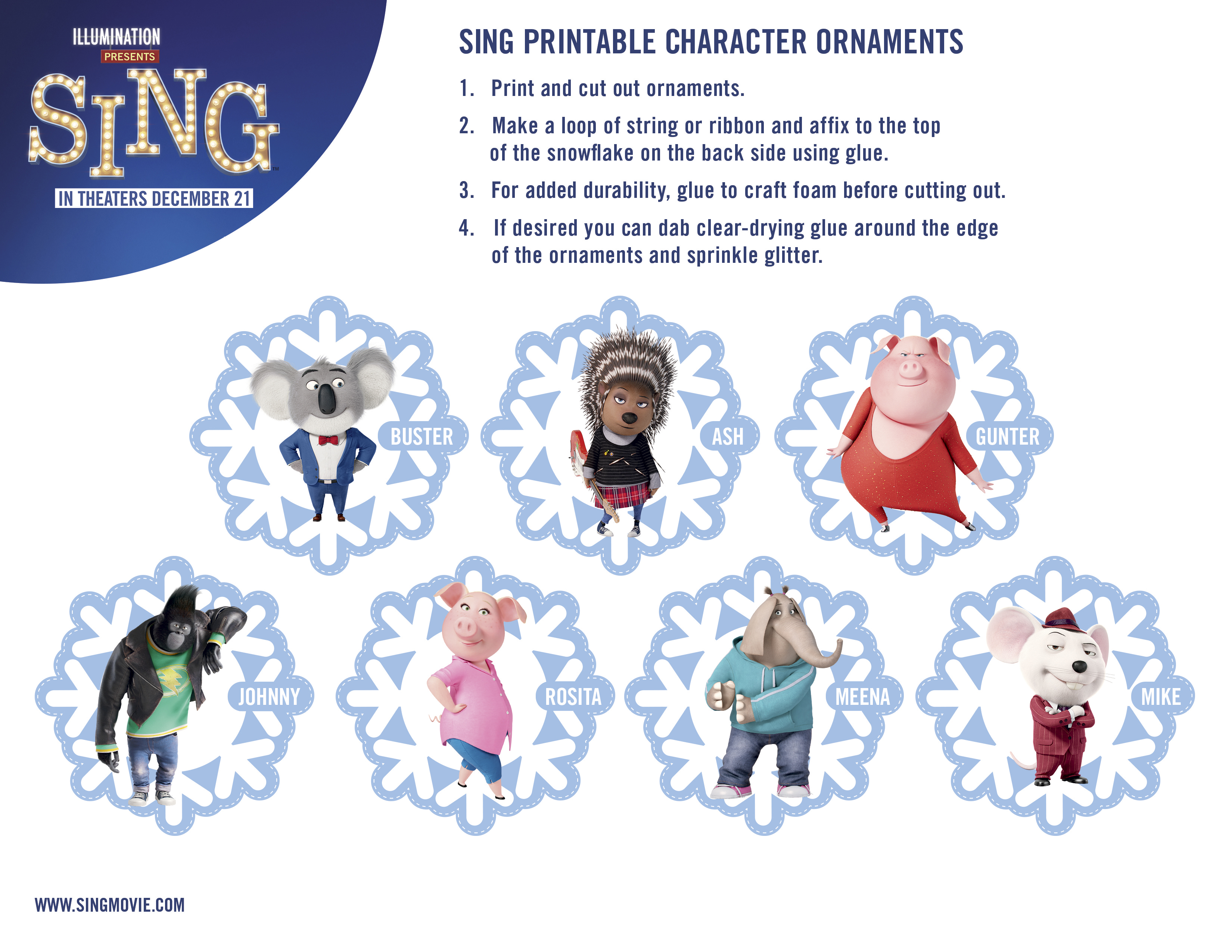 Sing coloring pages sing movie printables and activity sheets