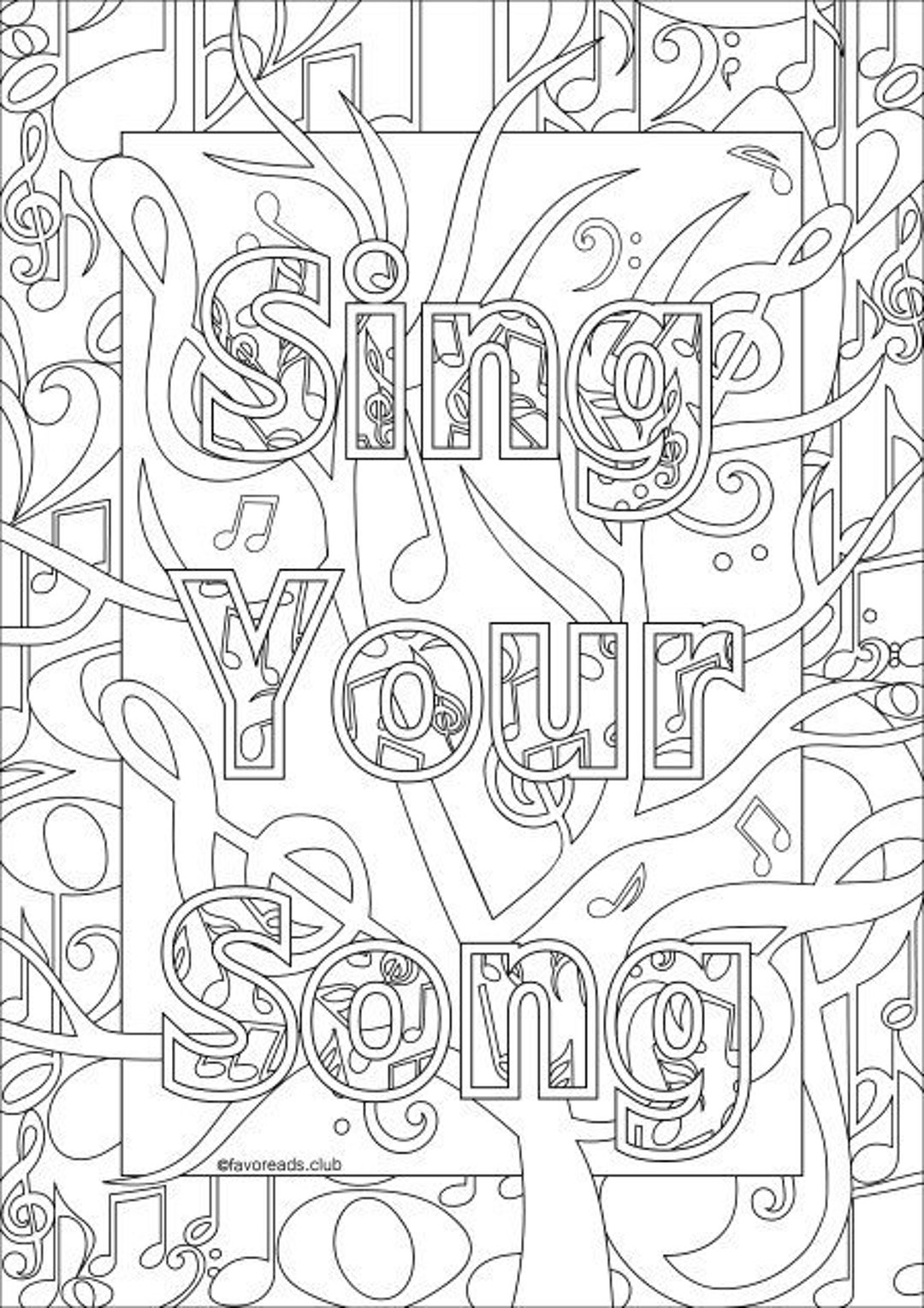 Sing your song printable adult coloring page from favoreads coloring book pages for adults and kids coloring sheets coloring designs instant download