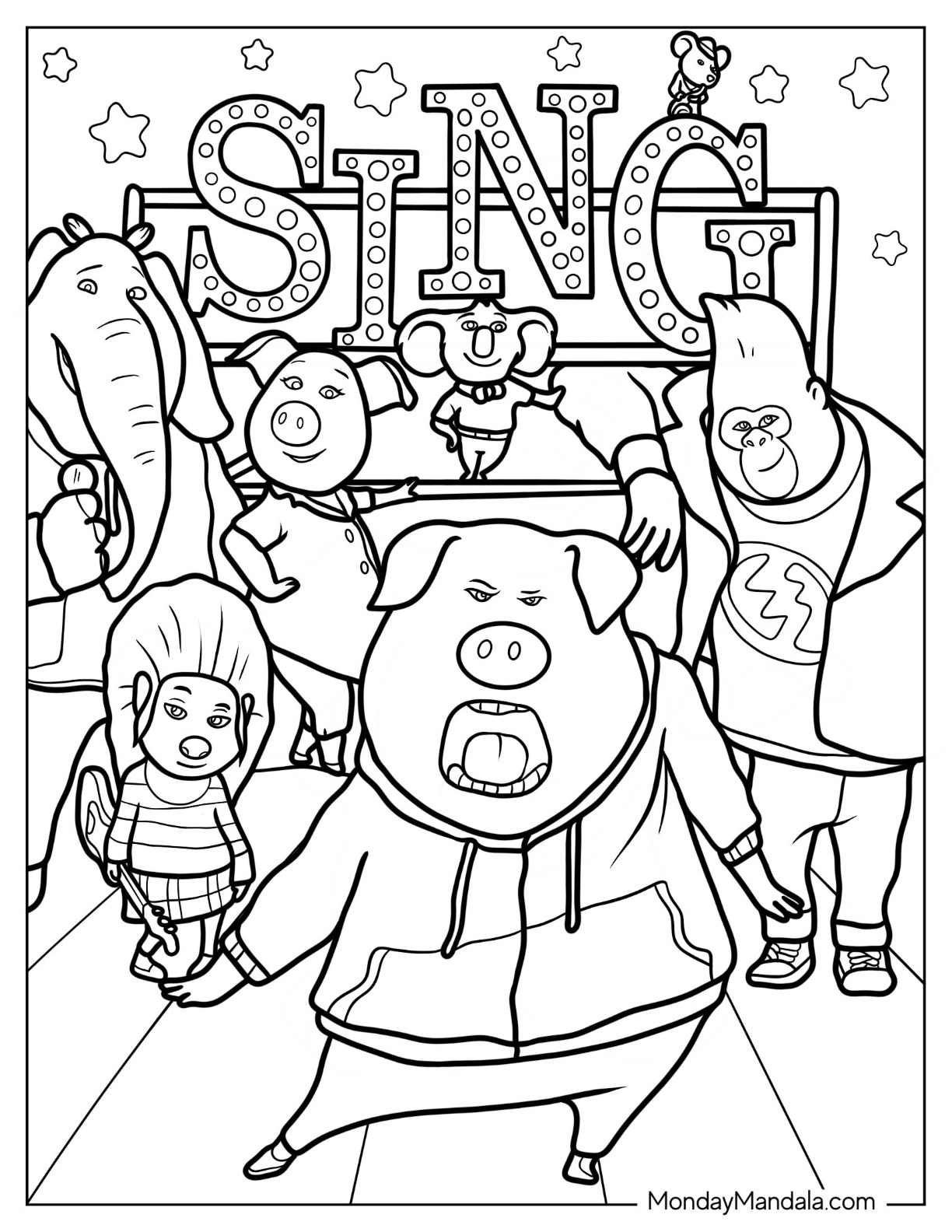 Sing coloring pages free pdf printables