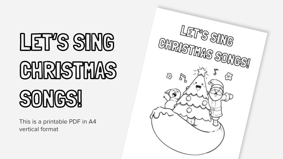 Lets sing christmas songs printable coloring worksheet