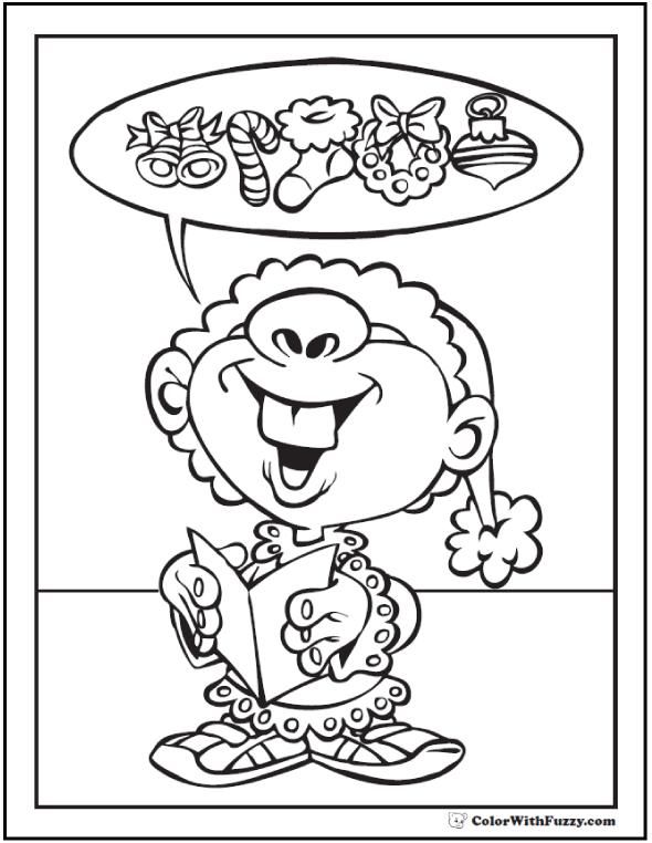 Elf coloring sheet happy singer