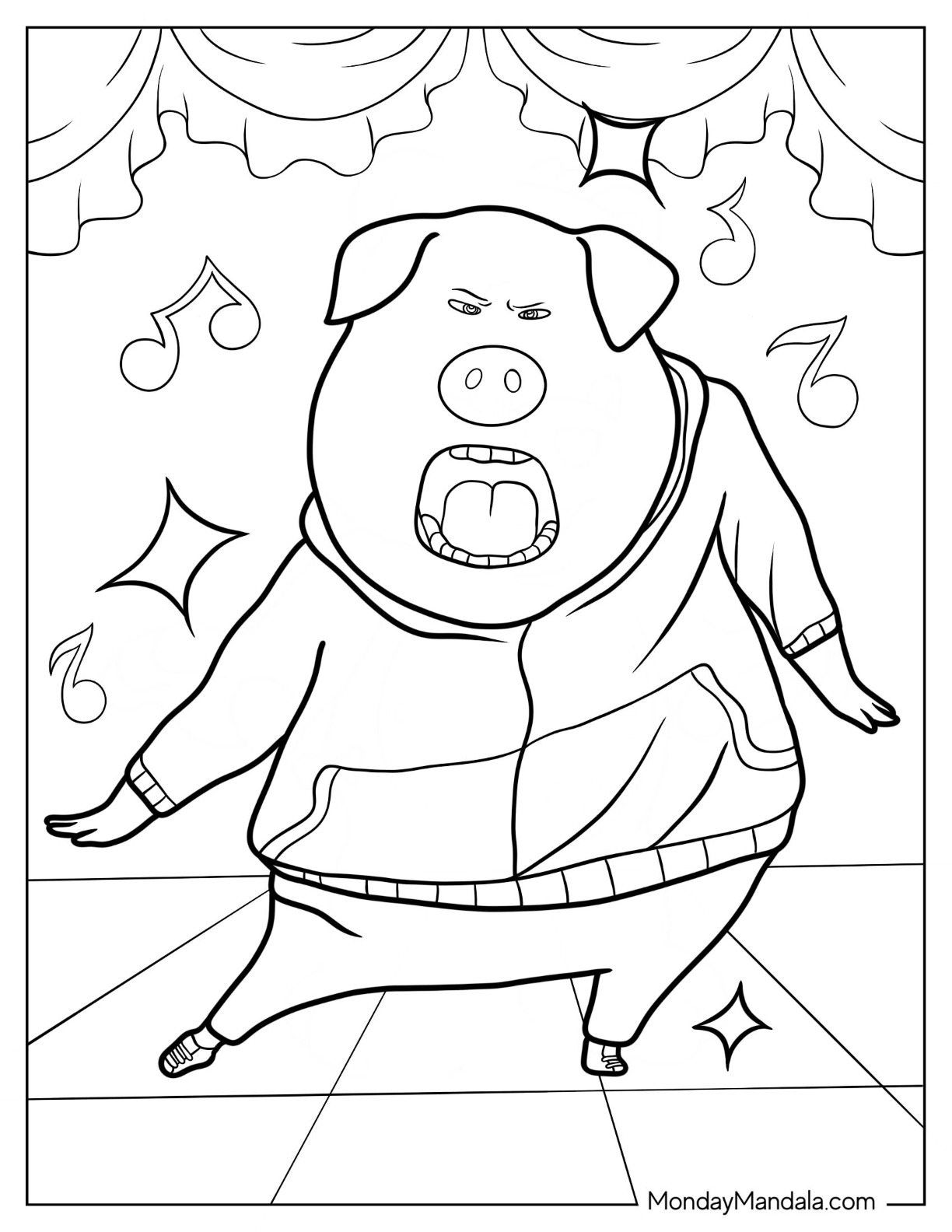 Sing coloring pages free pdf printables