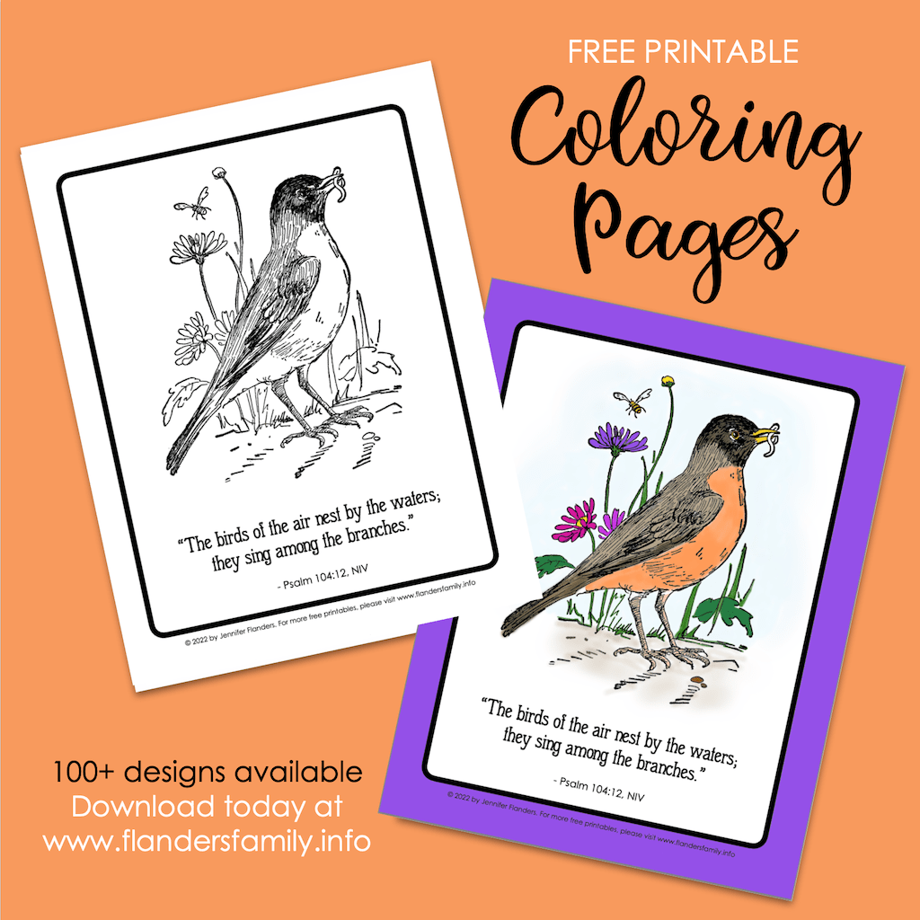 Nesting and singing coloring page