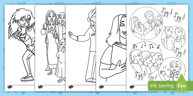 Singing colouring sheets teacher made