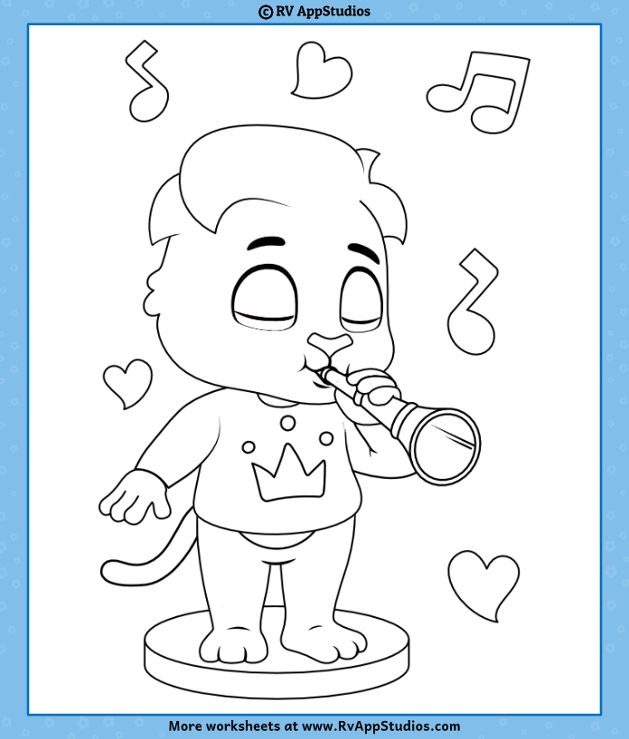 Playing flute coloring pages for kids