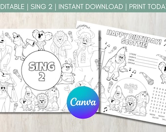 Editable sing activity sheet sing coloring sheet sing birthday party games sing party favors digital file