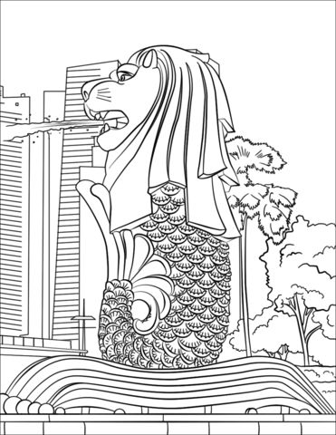 Singapore merlion coloring page singapore art singapore national day merlion singapore