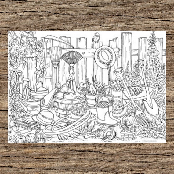 Garden stuff printable adult coloring page from favoreads